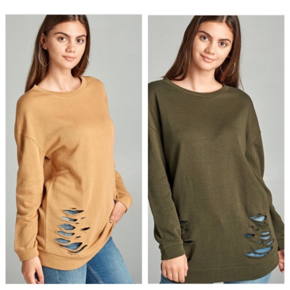 NWT Women's distressed tunic in dusty mustard